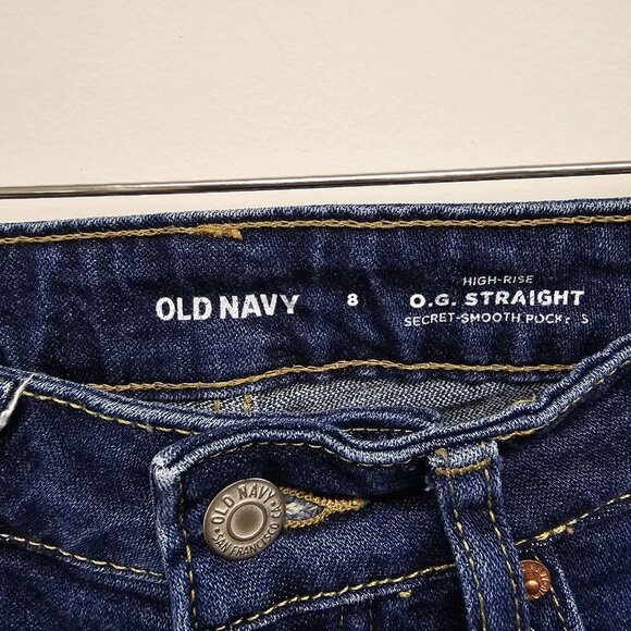 Old Navy O.G. Straight High-Rise Denim Blue Jeans Women’s Size 8 Button Fly - Picture 5 of 10